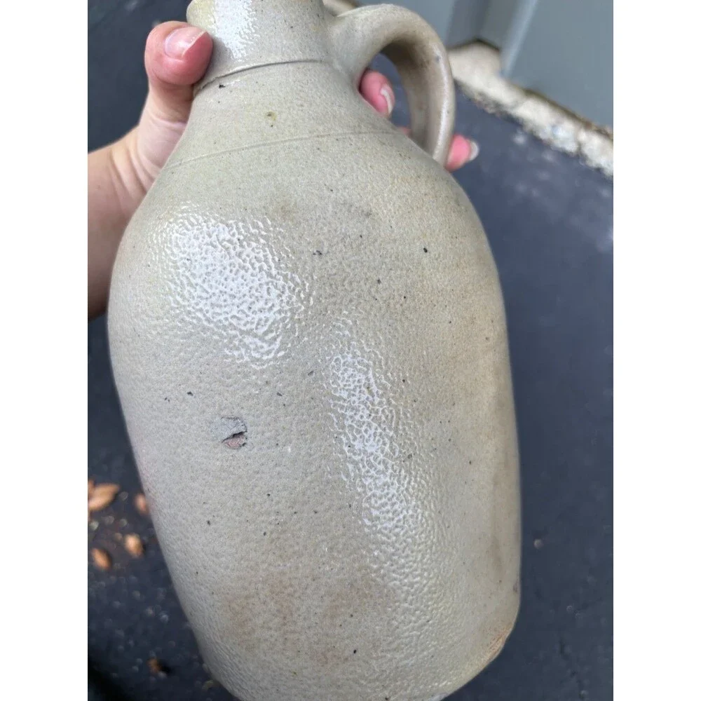 Antique Salt Glazed neutral beige Gray Stoneware Jug 10